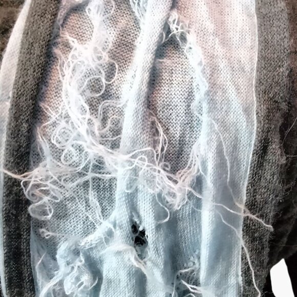 Long Smartwool Knit Scarf Distressed Shabby Frayed Grunge Shredder Boarder - Picture 9 of 9